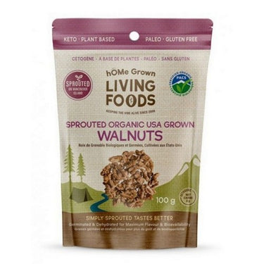 Home Grown, Organic Sprouted Walnuts Dry Farmed, 100 Grams (Case Of 8)