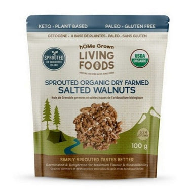 Organic Sprouted Walnuts Salted Dry Farmed 100 Grams (Case Of 8) by Home Grown