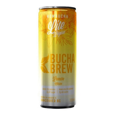 Organic Fun Fizzy Water w/Kombucha Lite Lemon 4 X 355 Ml (Case Of 6) by Bambucha Kombucha
