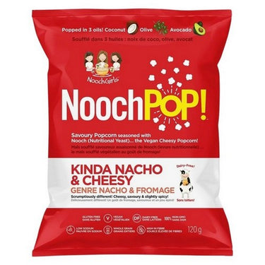 Kinda Nacho And Cheesy Premium Popcorn with Nutritional Yeast 120 Grams (Case Of 12) by NoochPOP