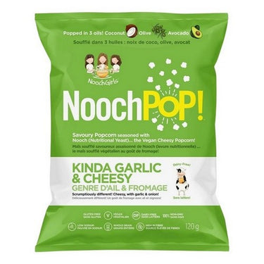 Kinda Garlic And Cheesy Premium Popcorn with Nutritional Yeast 120 Grams (Case Of 12) by NoochPOP