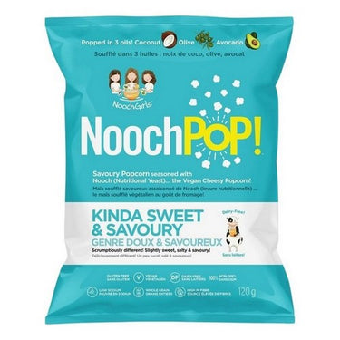 Kinda Sweet And Savoury Premium Popcorn with Nutritional Yeast 120 Grams (Case Of 12) by NoochPOP