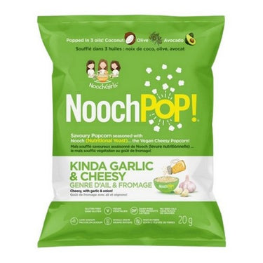 Kinda Garlic And Cheesy Premium Popcorn with Nutritional Yeast 20 Grams (Case Of 12) by NoochPOP