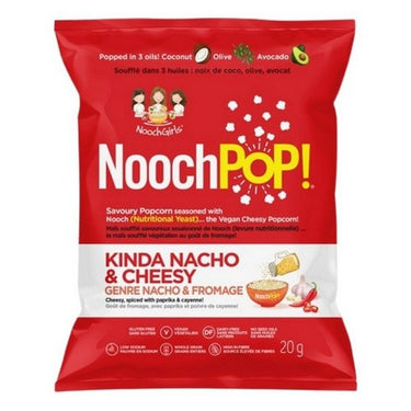 Kinda Nacho And Cheesy Premium Popcorn with Nutritional Yeast 20 Grams (Case Of 12) by NoochPOP