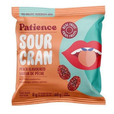 Sour Cran With Dried Cranberries Sour Peach Flavoured 60 Grams (Case Of 12) by Patience Fruit & Co