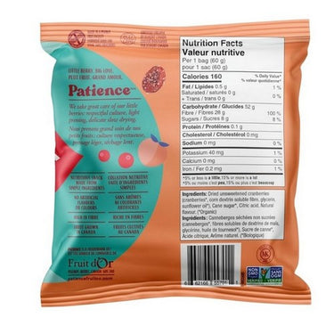 Sour Cran With Dried Cranberries Sour Peach Flavoured 60 Grams (Case Of 12) by Patience Fruit & Co