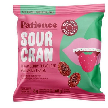 Sour Cran With Dried Cranberries Sour Strawberry Flavoured 60 Grams (Case Of 12) by Patience Fruit & Co