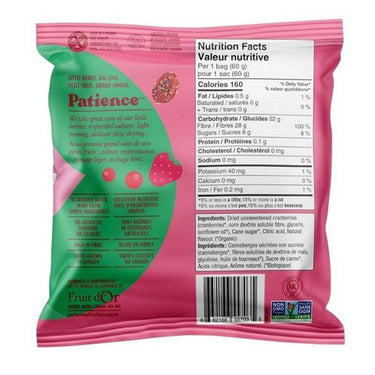Sour Cran With Dried Cranberries Sour Strawberry Flavoured 60 Grams (Case Of 12) by Patience Fruit & Co