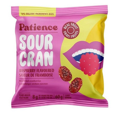 Sour Cran With Dried Cranberries Sour Raspberry Flavoured 60 Grams (Case Of 12) by Patience Fruit & Co