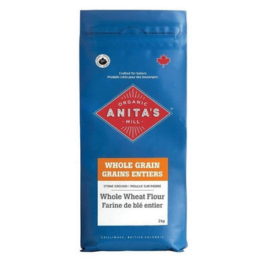 Organic Whole Wheat Flour Stone Ground 2 Kgs (Case Of 4) by Anitas Organic