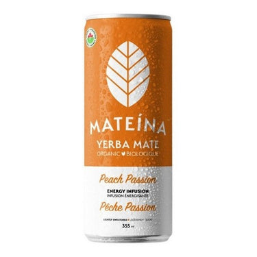 Organic Yerba Mate Energy Infusion Peach Passion 355 Ml (Case Of 12) by Mateina