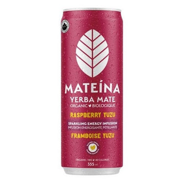 Organic Yerba Mate Sparkling Energy Infusion Raspberry Yuzu 355 Ml (Case Of 12) by Mateina