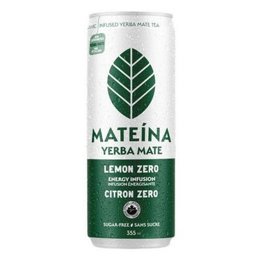 Organic Yerba Mate Energy Infusion Lemon Zero Sugar Free 355 Ml (Case Of 12) by Mateina