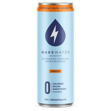 Caffeinated Sparkling Water Beverage Peach 355 Ml (Case Of 12) by Wake Water