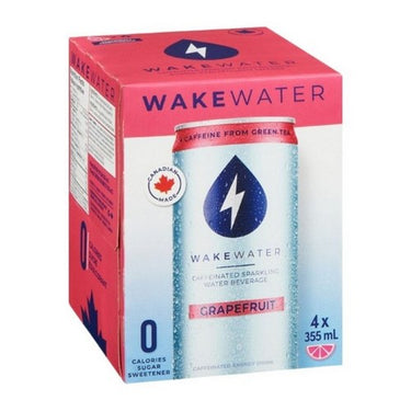 Caffeinated Sparkling Water Beverage Grapefruit 4 X 355 Ml (Case Of 6) by Wake Water