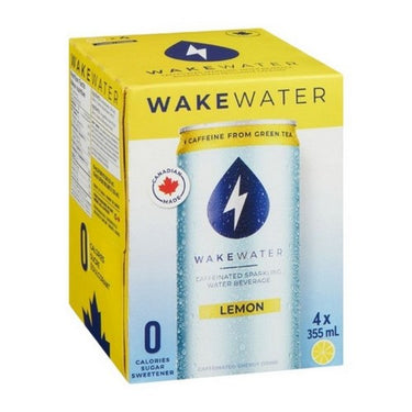Caffeinated Sparkling Water Beverage Lemon 4 X 355 Ml (Case Of 6) by Wake Water