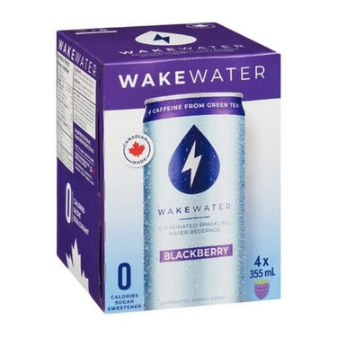 Caffeinated Sparkling Water Beverage Blackberry 4 X 355 Ml (Case Of 6) by Wake Water