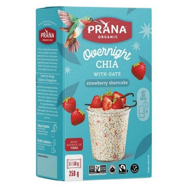 Organic Overnight Chia Oat & Chia Mix Strawberry Shortcake 5 X 50 Grams (Case Of 8) by Prana
