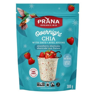 Organic Family Size Overnight Chia w/Oats Strawberry Shortcake 300 Grams (Case Of 8) by Prana