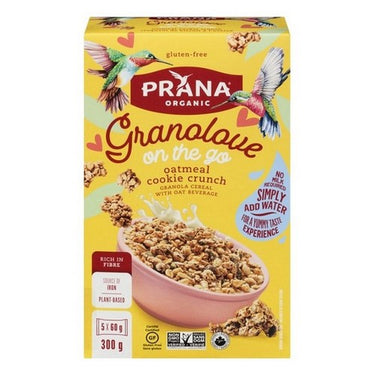 Organic On-The-Go Granola Cereal w/Oat Beverage Oatmeal Cookie Crunch 5 X 60 Grams (Case Of 8) by Prana