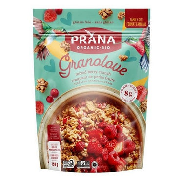 Organic Family Size Granola Cereal Mixed Berry Crunch 750 Grams (Case Of 6) by Prana