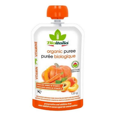 Organic Purée Vitamin Carrot Apricot & Pumpkin 120 Grams (Case Of 6) by Bioitalia