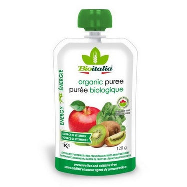 Organic Purée Energy Apple Kiwi & Spinach 120 Grams (Case Of 6) by Bioitalia