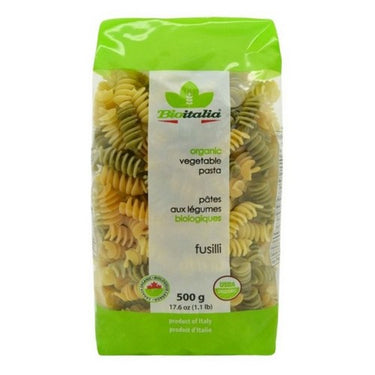 Organic Fusilli Vegetable (Tri-colour) Durum Semolina 500 Grams (Case Of 12) by Bioitalia