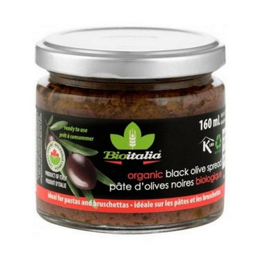 Organic Black Olive Spread 160 Ml (Case Of 12) by Bioitalia