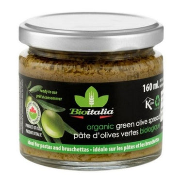 Organic Green Olive Spread 160 Ml (Case Of 12) by Bioitalia