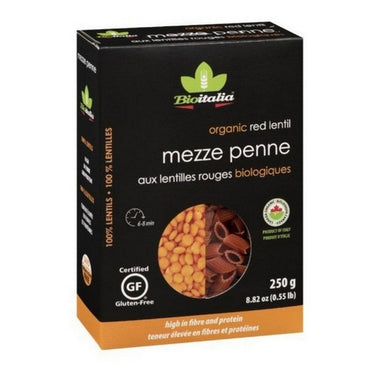 Organic Mezze Penne Red Lentil 250 Grams (Case Of 12) by Bioitalia