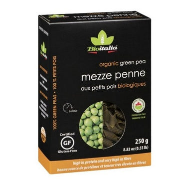 Organic Mezze Penne Green Pea 250 Grams (Case Of 12) by Bioitalia