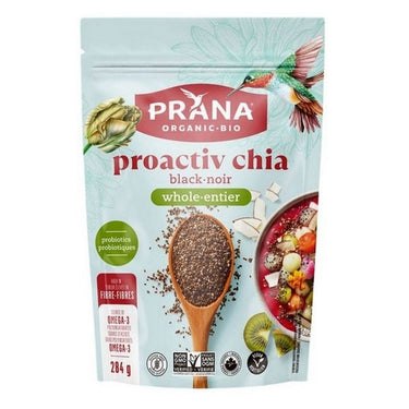 Organic ProactivChia Chia Seeds & Probiotics Whole Black Seeds 284 Grams (Case Of 6) by Prana