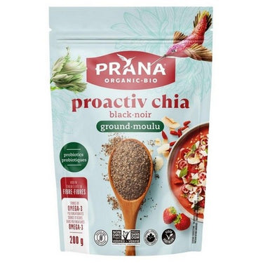 Organic ProactivChia Chia Seeds & Probiotics Ground Black Seeds 200 Grams (Case Of 6) by Prana