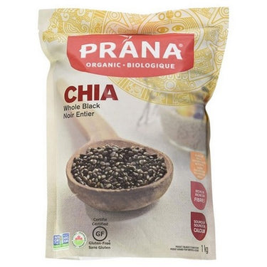 Organic Chia Seeds Black Whole 1 Kg (Case Of 4) by Prana