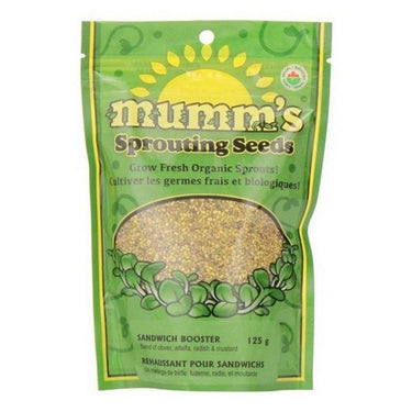 Organic Sandwich Booster (Clover/Alfalfa/Radish/Mustard) 125 Grams (Case Of 12) by Mumms