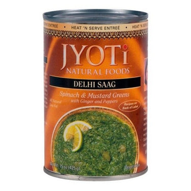 Delhi Saag Spinach And Mustard Greens With Ginger & Peppers 425 Grams (Case Of 12) by Jyoti Organics