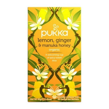 Organic Herbal Tea Lemon Ginger & Manuka Honey 20 Count (Case Of 4) by Pukka Herbal Teas