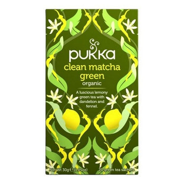 Organic Green Tea Clean Green Matcha w/Lemon Dandelion & Fennel 20 Count (Case Of 4) by Pukka Herbal Teas