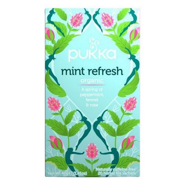 Organic Herbal Tea Mint Refresh w/Peppermint Fennel & Rose 20 Count (Case Of 4) by Pukka Herbal Teas