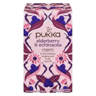Organic Herbal Tea Elderberry & Echinacea 20 Count (Case Of 4) by Pukka Herbal Teas