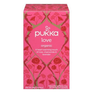 Organic Herbal Tea Love w/Rose Chamomile & Lavender 20 Count (Case Of 4) by Pukka Herbal Teas
