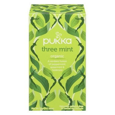 Organic Herbal Tea Three Mint (Peppermint Spearmint & Fieldmint) 20 Count (Case Of 4) by Pukka Herbal Teas