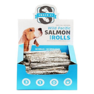 Dog Treats Wild Pacific Salmon Skin Rolls 50 Each by Snack 21