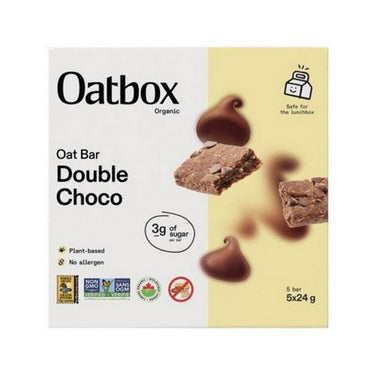 Organic Oat Bar Double Choc Plant-Based 5 X 24 Grams (Case Of 12) by Oatbox