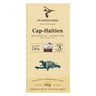 Single Origin Cap-Haïtien Dark Chocolate 70% Cacao 60 Grams (Case Of 12) by Hummingbird