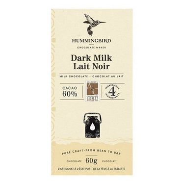 Single Origin Dark Milk Chocolate 60% Cacao 60 Grams (Case Of 12) by Hummingbird