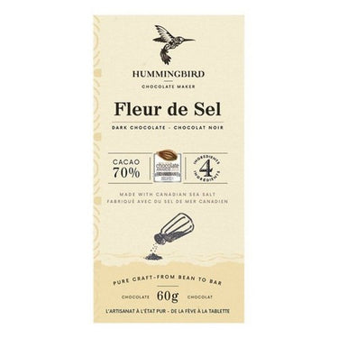 Single Origin Fleur de Sel Dark Chocolate 70% Cacao 60 Grams (Case Of 12) by Hummingbird