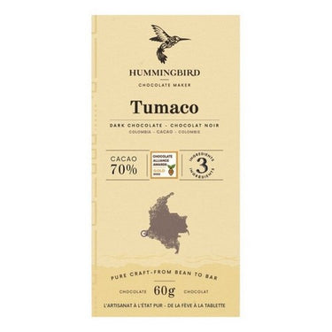 Single Origin Tumaco Dark Chocolate 70% Cacao 60 Grams (Case Of 12) by Hummingbird