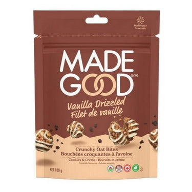 Organic Crunchy Oat Bites Vanilla Drizzled Cookies & Crème 100 Grams (Case Of 6) by Madegood